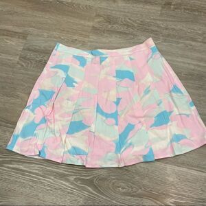 BP. Watercolor Pleated Mini Denim skirt Tennis All white pleated skirt